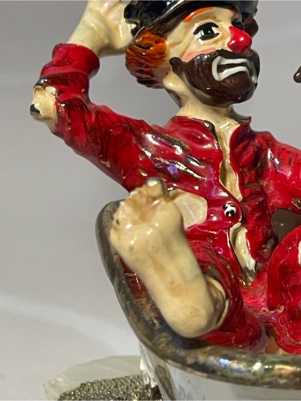 Ron Lee "Saturday Night" Bathing Hobo Clown Sculpture Signed 1987 24K Gold Accen